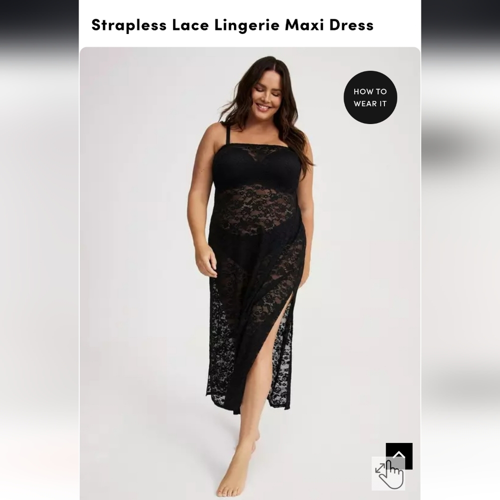 torrid Black Lace Strapless Maxi Chemise